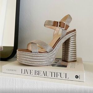 Jessica Simpson Womens Brycen Woven Ankle Strap Shoe